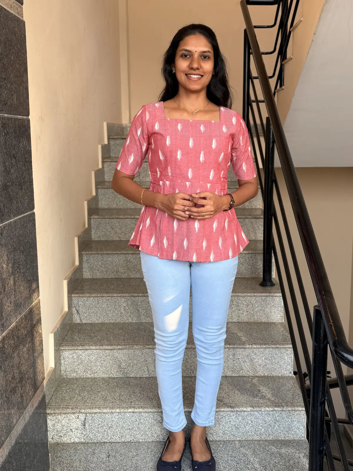 MGL011 - Pink ikkat short kurti