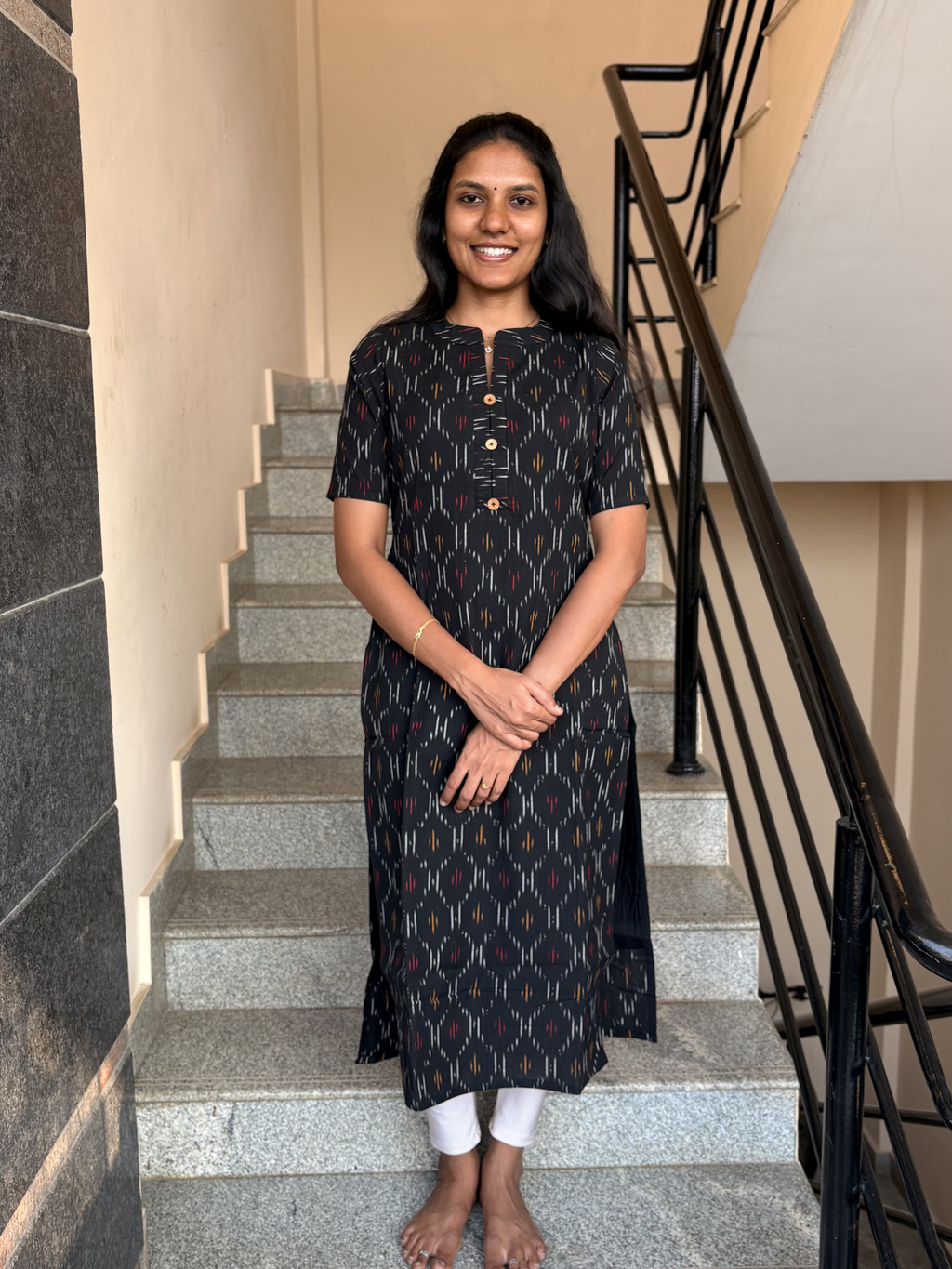 MGL009 - Black ikkat kurti
