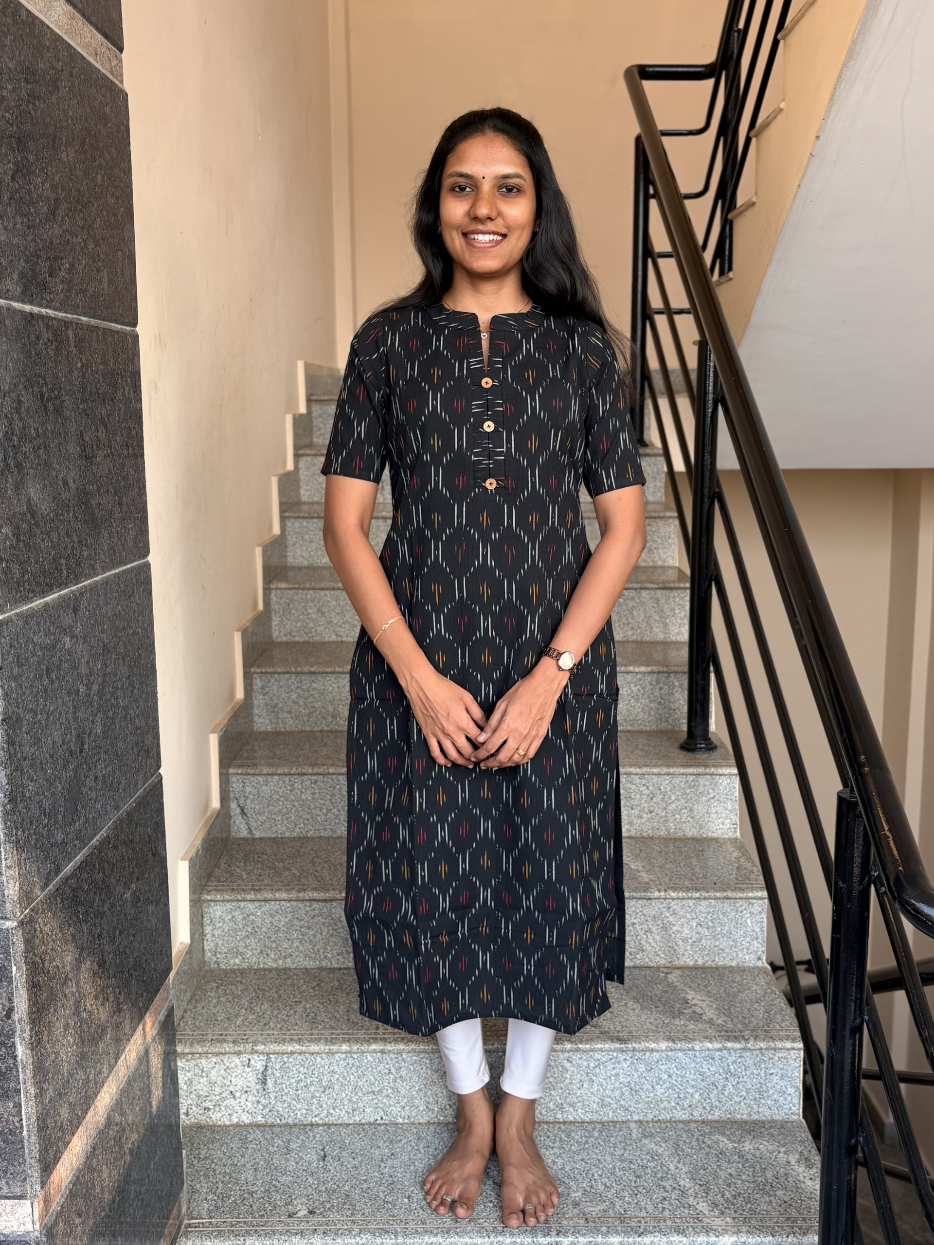 MGL009 - Black ikkat kurti