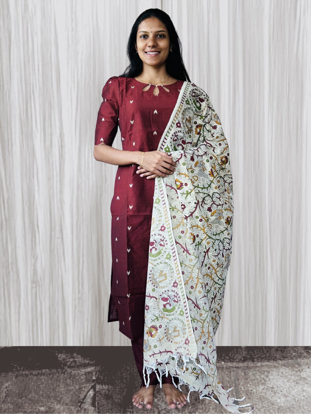 MGL015 - Brown raw silk salwar set