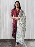 MGL015 - Brown raw silk salwar set