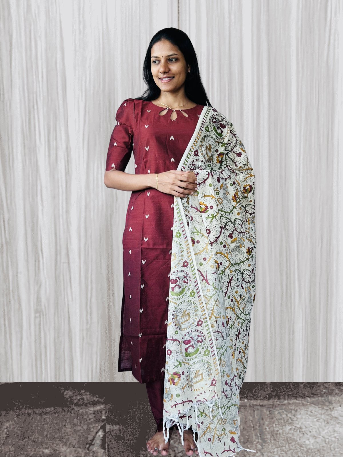 MGL015 - Brown raw silk salwar set