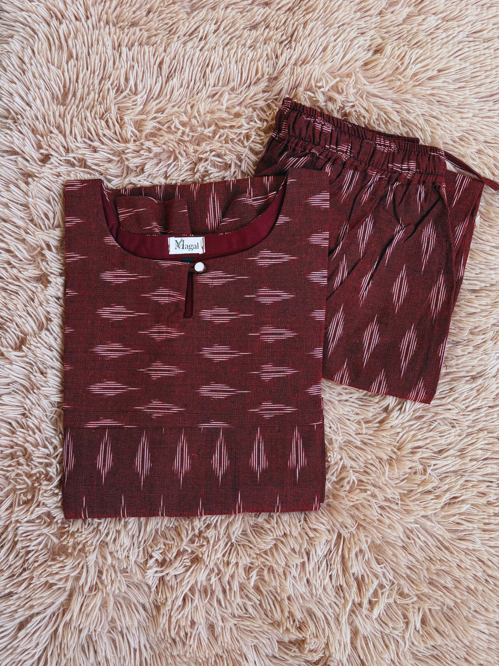 MGL008 - Maroon ikkat coord set