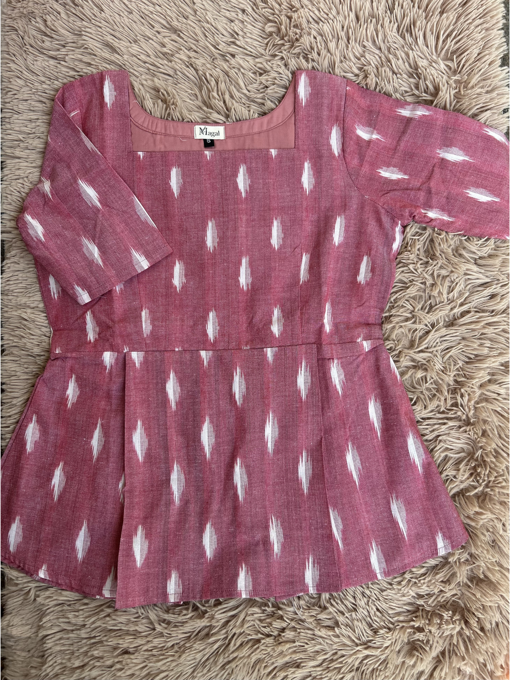 MGL011 - Pink ikkat short kurti