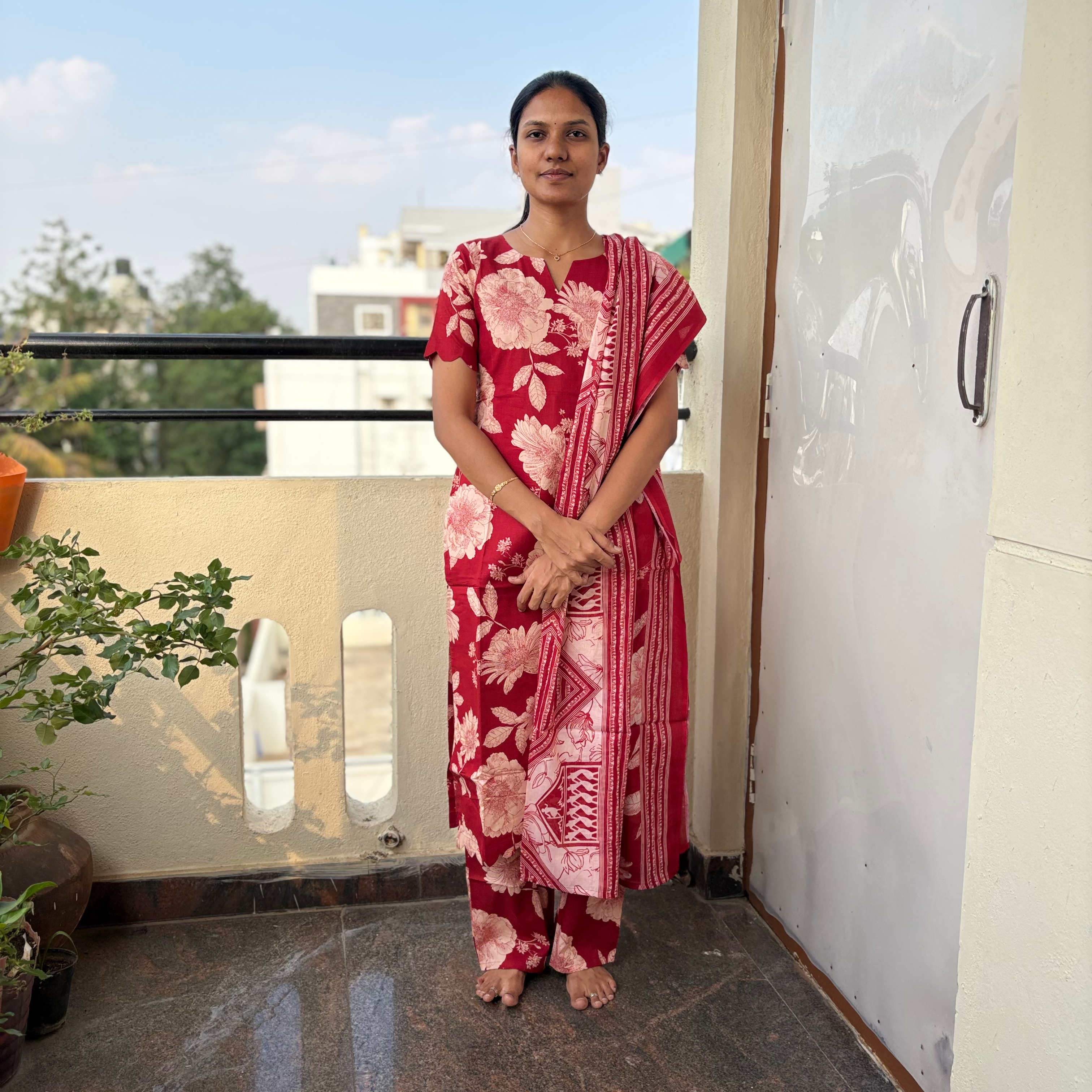 Red flower suite set